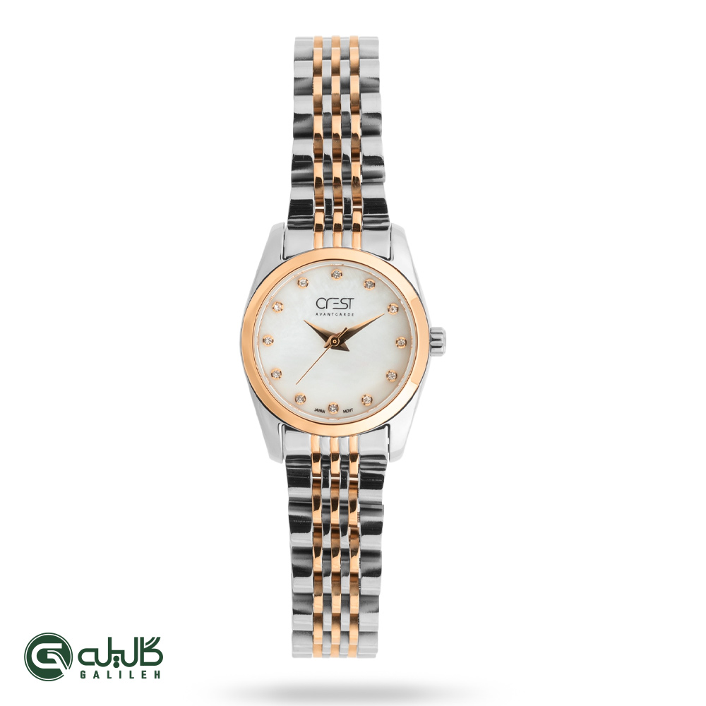 crest-6368-2 ساعت زنانه کرست رزنقره ای سفید crest-6368-2