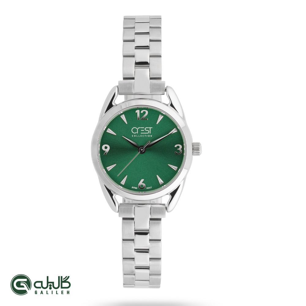 crest-9052-2 ساعت زنانه کرست نقره ای سبز crest-9052-2