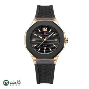 ساعت زنانه نیوی فورس مشکی رز مشکی naviforce-6109-wb-rb