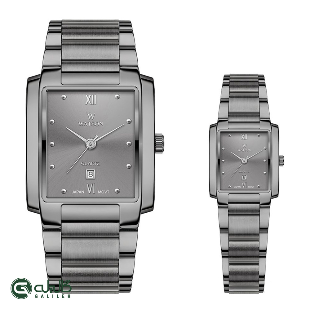 WATSON-1258GL-704 ست ساعت زنانه و مردانه واتسون خاکستری WATSON-1258GL-704