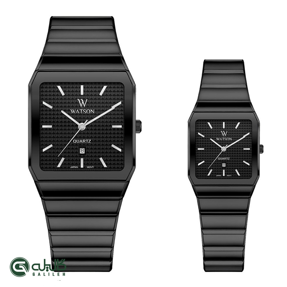 WATSON-1275GL-401 ست ساعت زنانه و مردانه واتسون مشکی WATSON-1275GL-401
