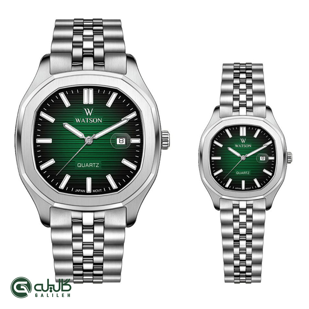 ست ساعت زنانه و مردانه واتسون نقره ای سبز WATSON-1289GL-313