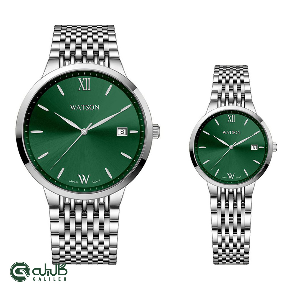 ست ساعت زنانه و مردانه واتسون نقره ای سبز WATSON-1292GL-313
