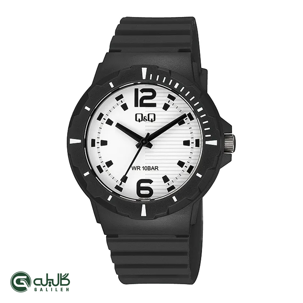 ساعت اسپرت کیو اند کیو مشکی سفید q&q-V02A-005VY