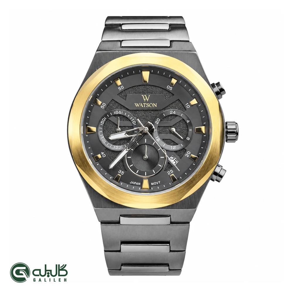 watson-1278-709-1 ساعت مردانه واتسون خاکستری طلایی watson-1278-709